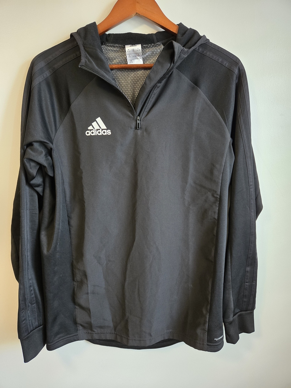 Adidas Junior's Black Quarter-Zip Hoodie Pullover